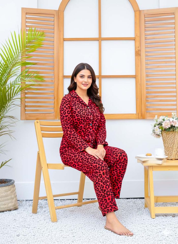 Imported Linen Printed Red Rose PJ Set-LP11 - Image 4