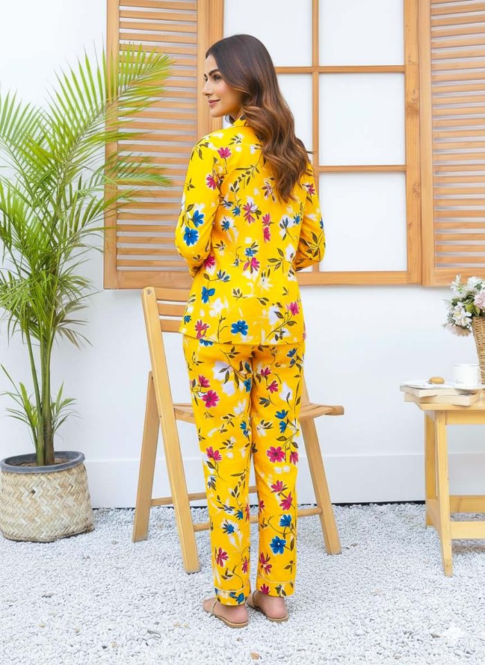 Imported Linen Printed Yellow Honey PJ Set-LP3 - Image 5