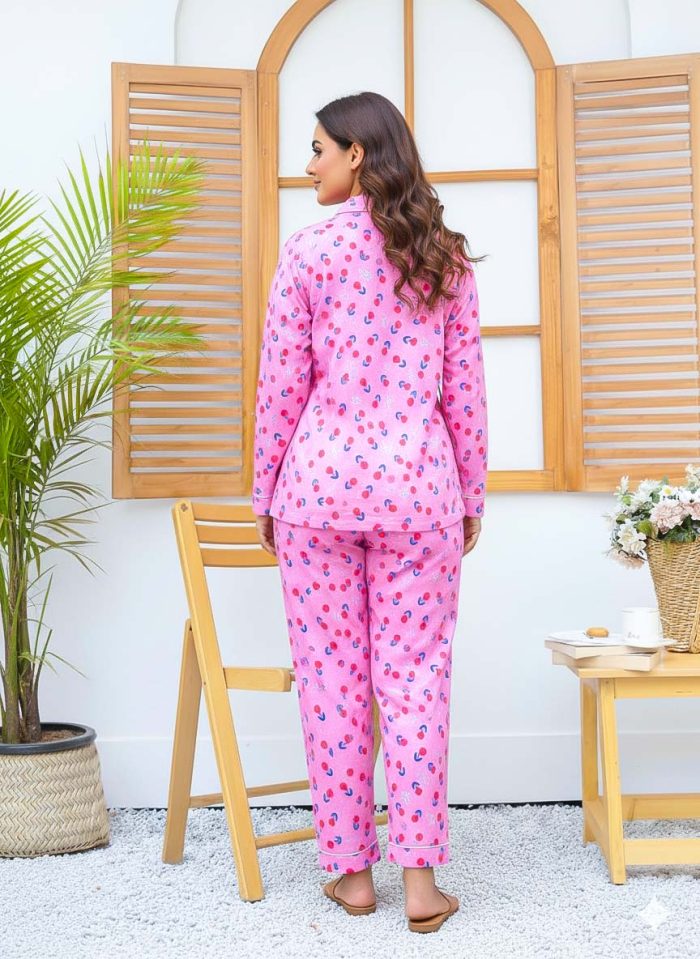 Imported Linen Printed Pink Rose PJ Set-LP4 - Image 5