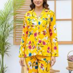 Imported Linen Printed Yellow Honey PJ Set-LP3