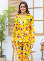 Imported Linen Printed Yellow Honey PJ Set-LP3