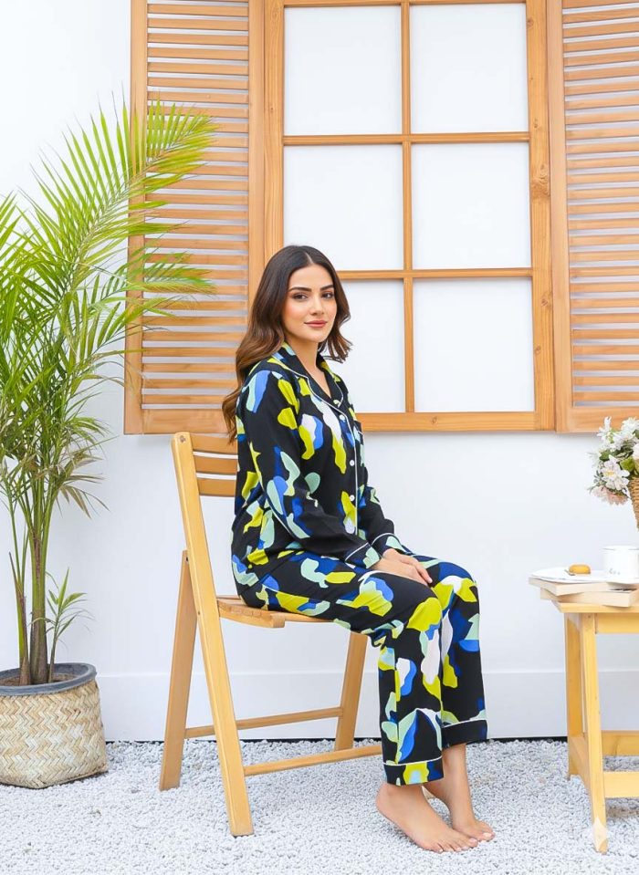 Imported Linen Printed Multi Bear PJ Set-LP12 - Image 5